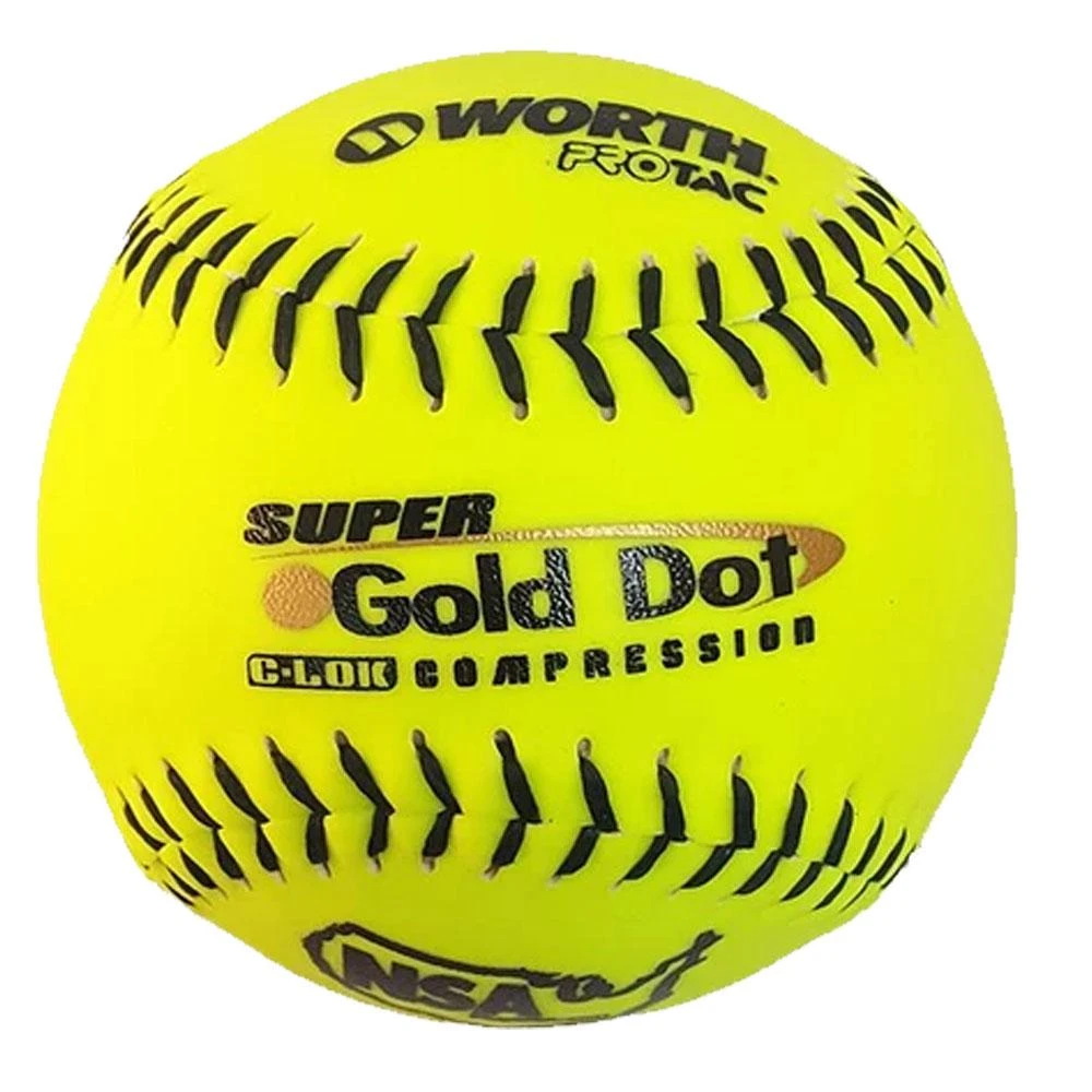 Slowpitch Softballs Worth Super Gold Dot NSA ICON Slow Pitch Softball (Dozen): NI12SY 3 Slowpitch Softballs Worth Super Gold Dot NSA ICON Slow Pitch Softball (Dozen): NI12SY